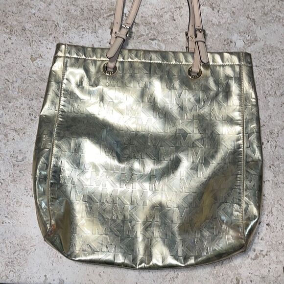 Michael Kors - Metallic Gold - Jetset Logo Tote Handbag - Picture 1 of 9